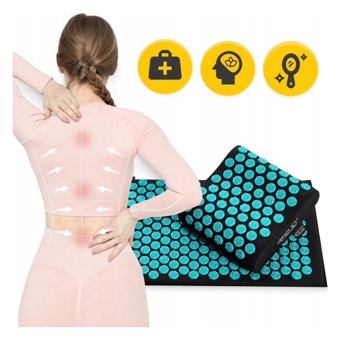 Килимок акупунктурний з подушкою 4FIZJO Ergo Mat Аплікатор Кузнєцова Black/Blue (P-5907739313911)
