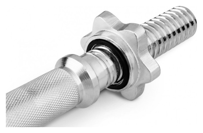 Гриф гантельний хромований із замками 45 см ф 28 мм