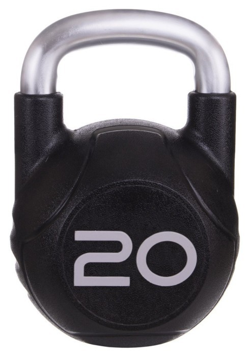 Гиря цельная с полиуретановым покрытием и хромированной ручкой Zelart TA-2681-20 20кг (MD2220-20) (металл, PU, черный)