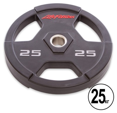 Блинчики полиуретановые с хватом и металлической втулкой d-51мм LIFE FITNESS SC-80154-25 25кг (черный)
