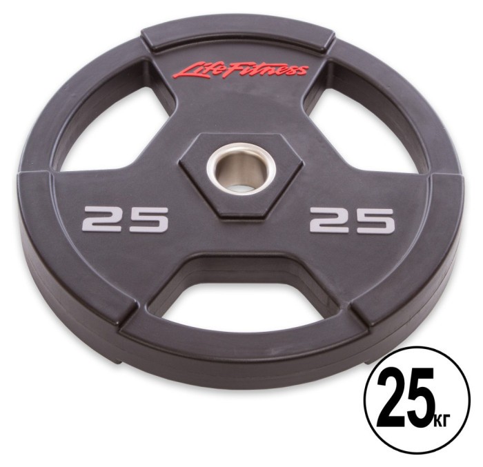 Блинчики полиуретановые с хватом и металлической втулкой d-51мм LIFE FITNESS SC-80154-25 25кг (черный)