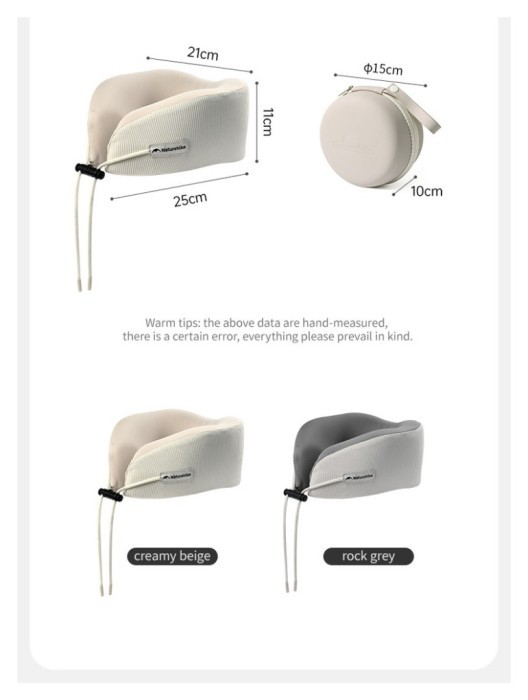 Подушка бавовняна для шиї, з пам'яттю Naturehike CNK2450WS019, сіра