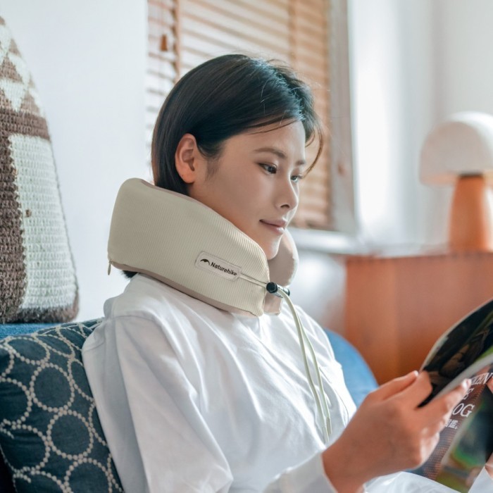 Подушка бавовняна для шиї, з пам'яттю Naturehike CNK2450WS019, сіра, укр, укр