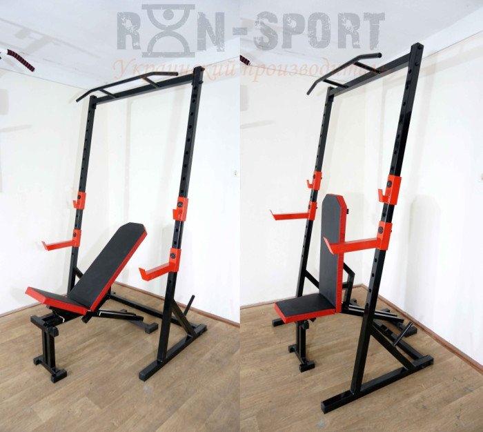 Стійка силова з турником+ Лава для жиму PROF Powertec RED