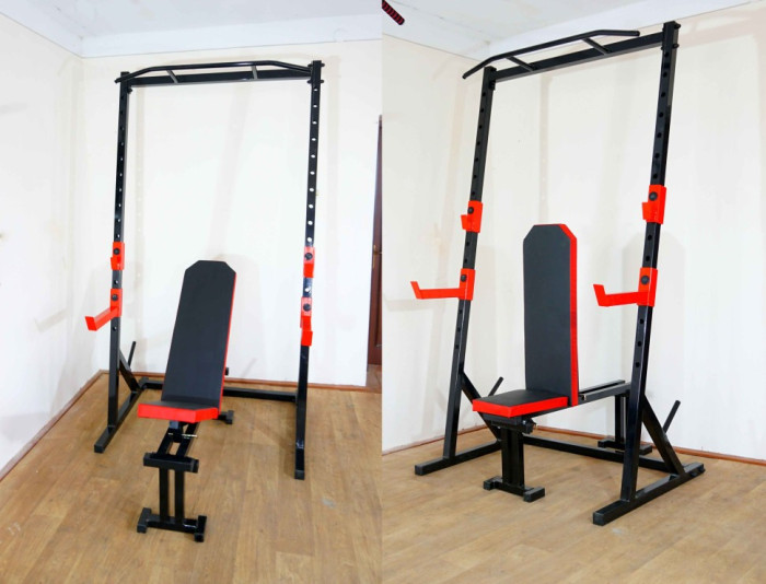 Стійка силова з турником+ Лава для жиму PROF Powertec RED