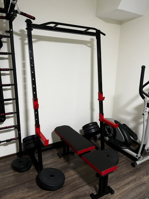 Стійка силова з турником+ Лава для жиму PROF Powertec RED