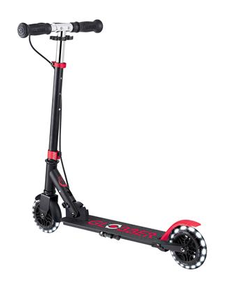 Самокат GLOBBER серії FLOW ELEMENT JUNIOR LIGHTS, чорно-червоний, колеса з підсв. 50кг 3+, укр, укр