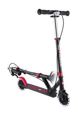 Самокат GLOBBER серії FLOW ELEMENT JUNIOR LIGHTS, чорно-червоний, колеса з підсв. 50кг 3+, укр, укр