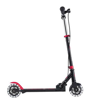 Самокат GLOBBER серії FLOW ELEMENT JUNIOR LIGHTS, чорно-червоний, колеса з підсв. 50кг 3+, укр, укр