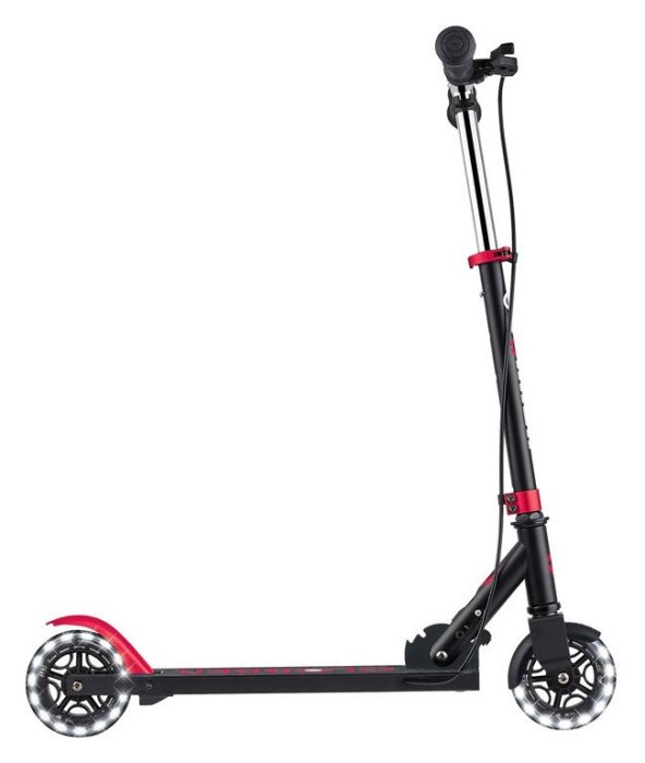 Самокат GLOBBER серії FLOW ELEMENT JUNIOR LIGHTS, чорно-червоний, колеса з підсв. 50кг 3+, укр, укр