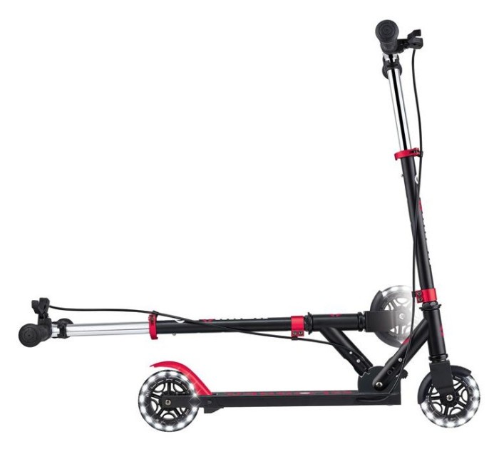 Самокат GLOBBER серії FLOW ELEMENT JUNIOR LIGHTS, чорно-червоний, колеса з підсв. 50кг 3+, укр, укр