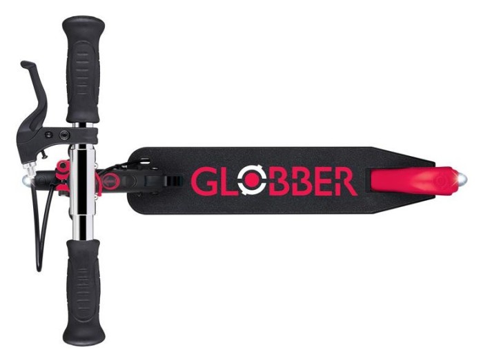 Самокат GLOBBER серії FLOW ELEMENT JUNIOR LIGHTS, чорно-червоний, колеса з підсв. 50кг 3+, укр, укр