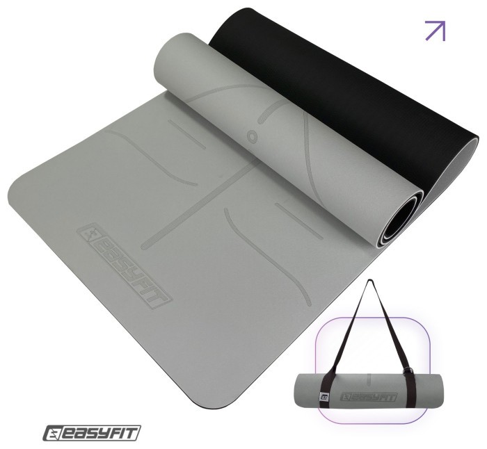 Килимок для йоги та фітнесу EasyFit Polarity stone з ремнем, укр, укр