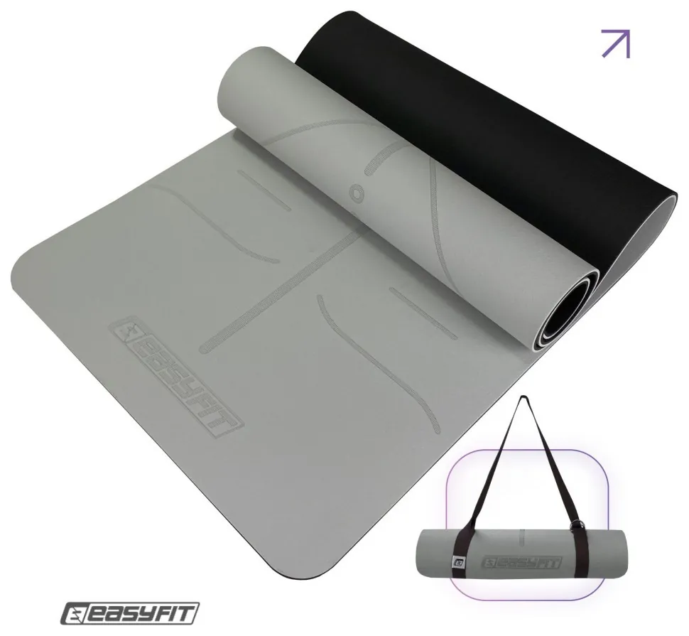 Килимок для йоги та фітнесу EasyFit Polarity stone з ремнем (EFIT_EF-A19241s-GYBK)