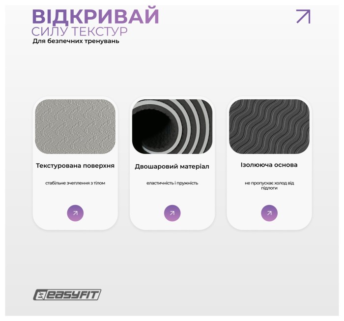 Килимок для йоги та фітнесу EasyFit Polarity stone з ремнем