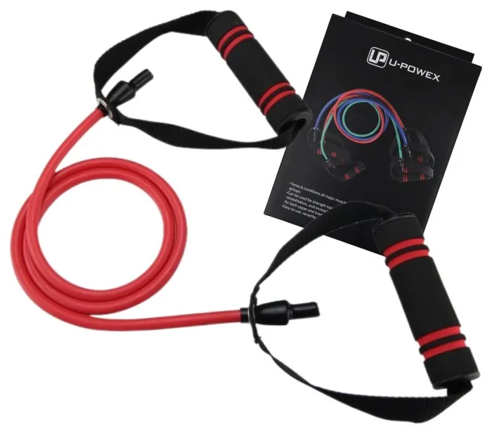 Трубчастий еспандер для фітнесу із ручками U-POWEX Latex resistance tube 30LB Red (13.5кг.)