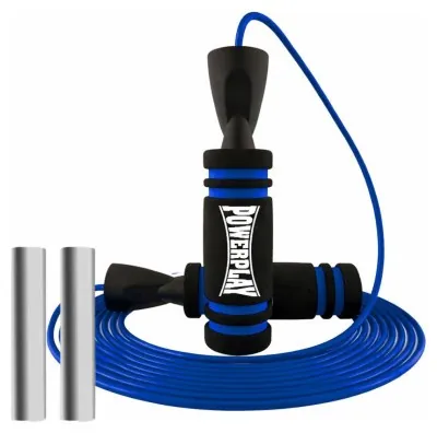 Скакалка швидкісна PowerPlay 4212 X ROPE з обтяжувачами Чорно/Темно синя (120г*2) 3м.