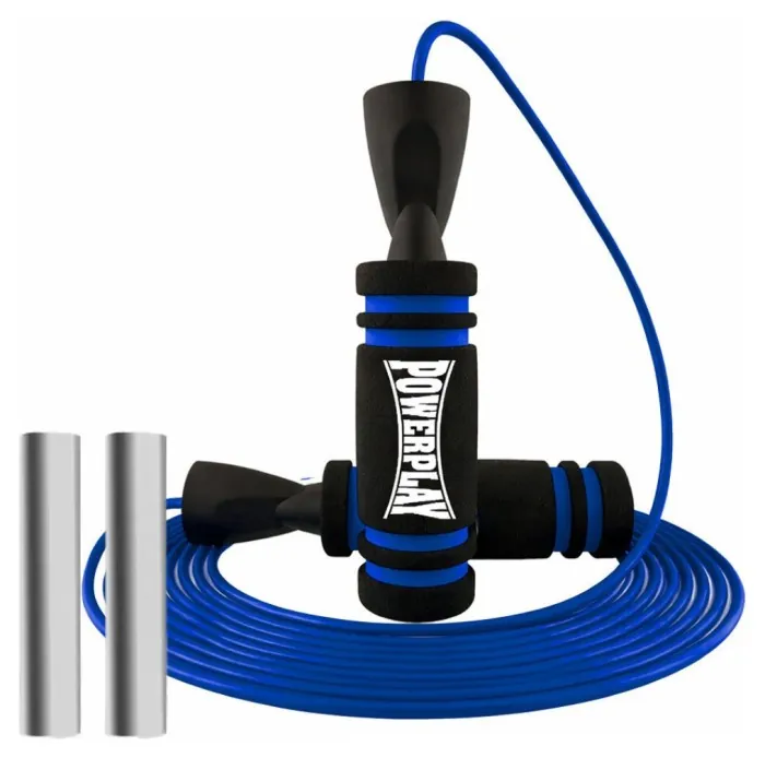 Скакалка швидкісна PowerPlay 4212 X ROPE з обтяжувачами Чорно/Темно синя (120г*2) 3м.