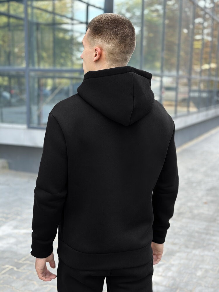 Тепле чоловіче худі на флісі з капюшоном молочне Pobedov 008 ЗИМА