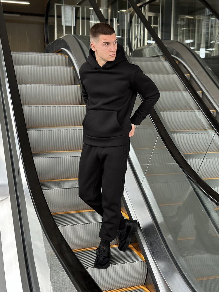 Тепле чоловіче худі на флісі з капюшоном молочне Pobedov 008 ЗИМА