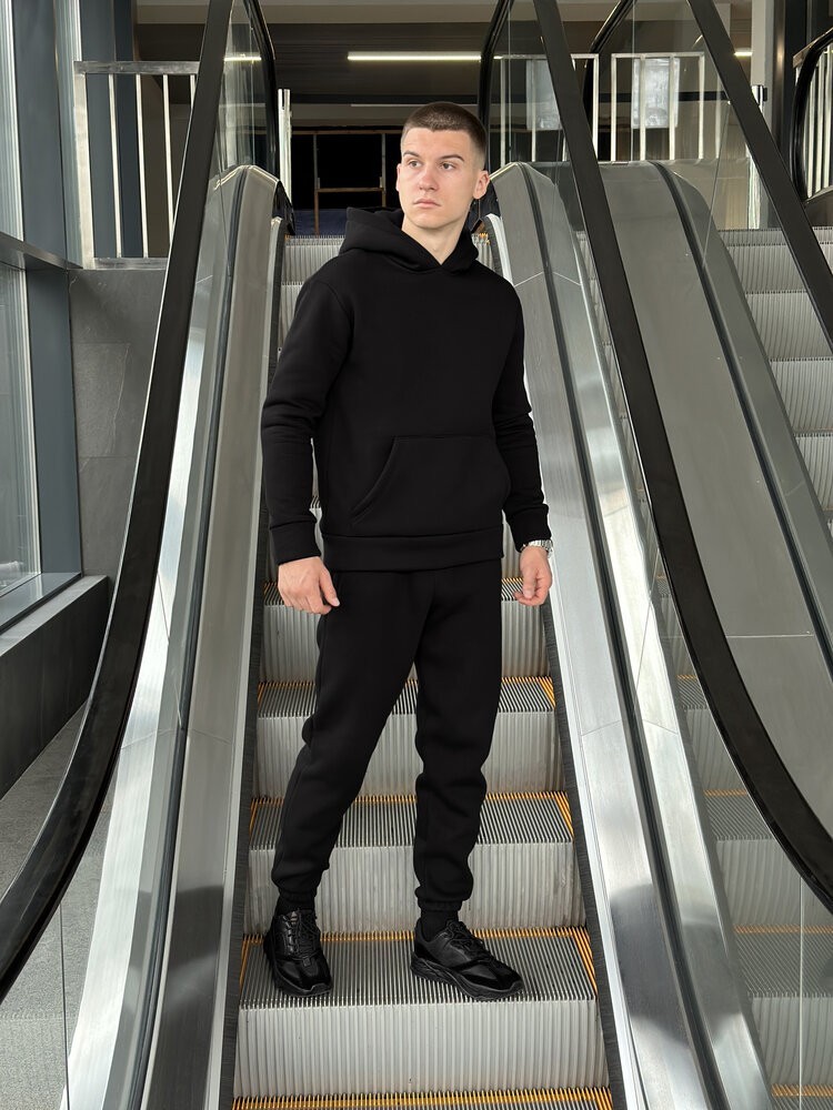 Тепле чоловіче худі на флісі з капюшоном молочне Pobedov 008 ЗИМА