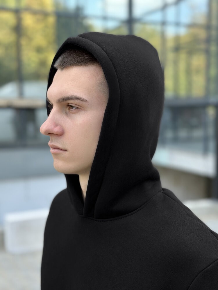 Тепле чоловіче худі на флісі з капюшоном молочне Pobedov 008 ЗИМА