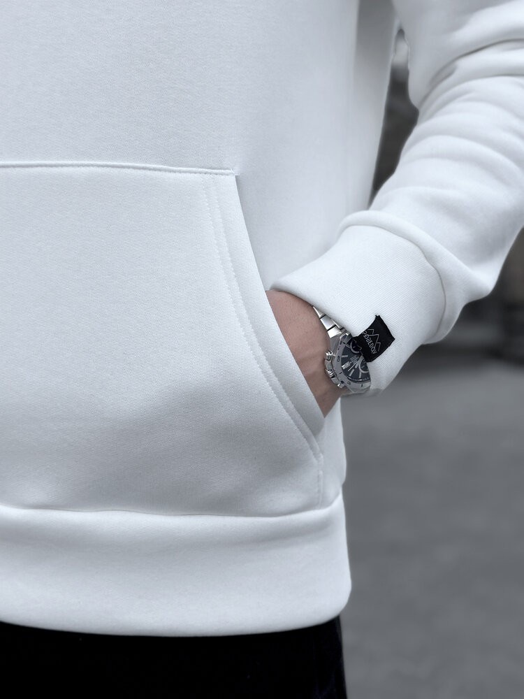 Теплые мужские худые на флисе с капюшоном молочное Pobedov 008 ЗИМА