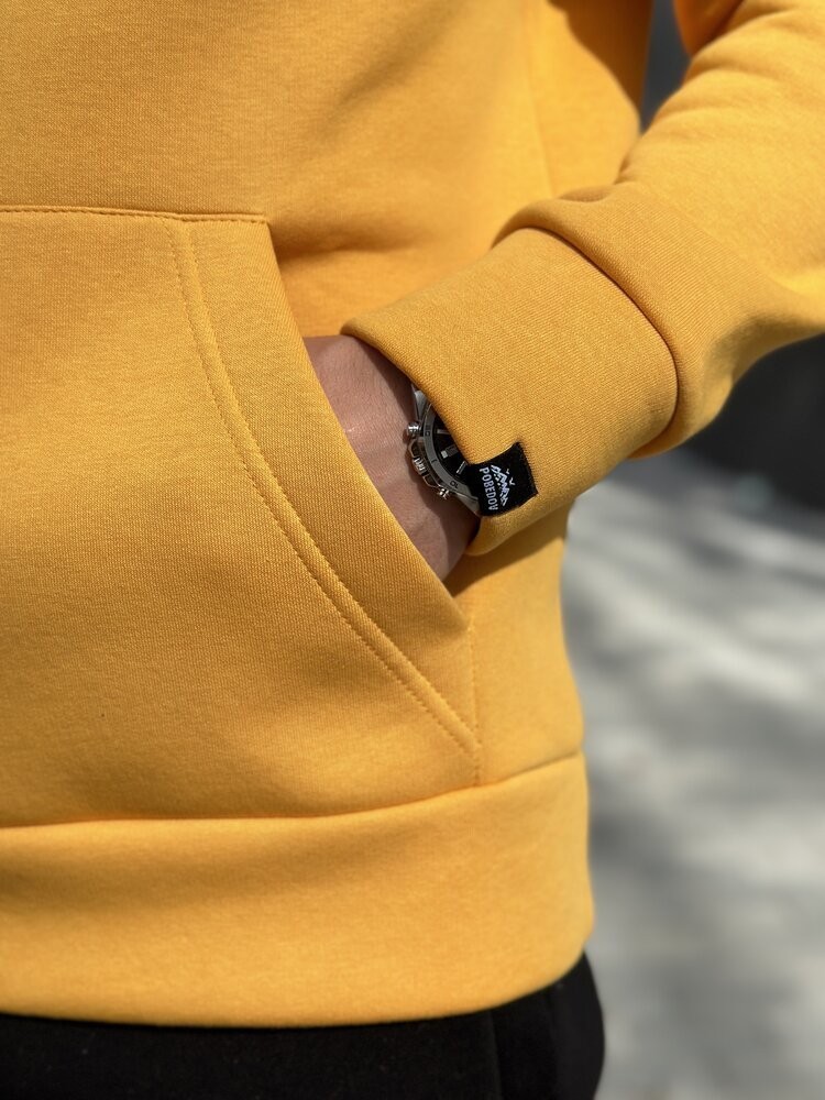 Теплые мужские худые на флисе с капюшоном молочное Pobedov 008 ЗИМА