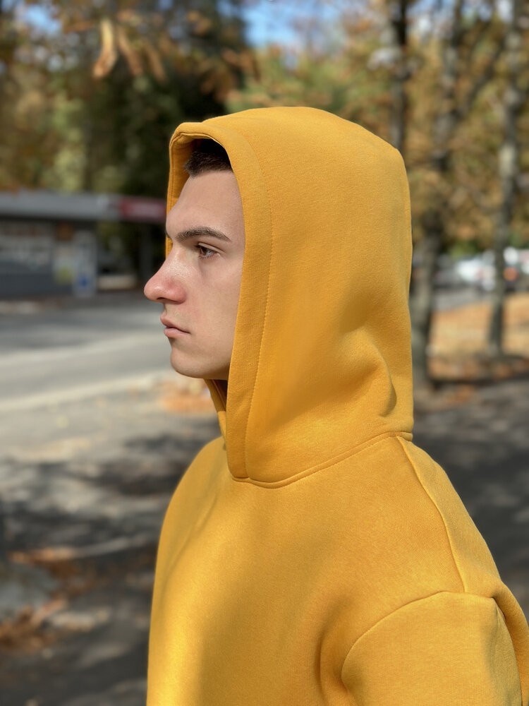 Теплые мужские худые на флисе с капюшоном молочное Pobedov 008 ЗИМА