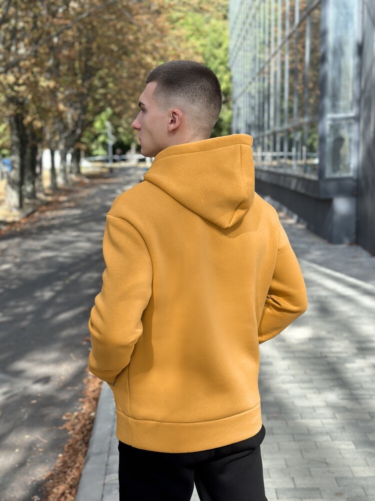 Теплые мужские худые на флисе с капюшоном молочное Pobedov 008 ЗИМА