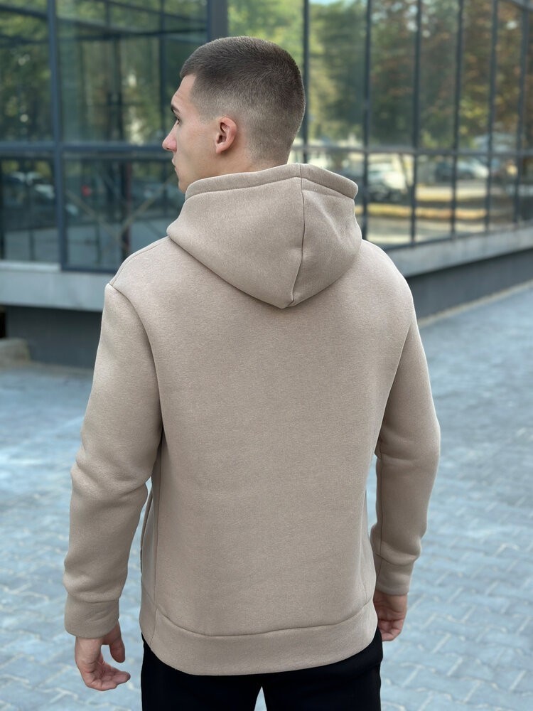 Теплые мужские худые на флисе с капюшоном молочное Pobedov 008 ЗИМА