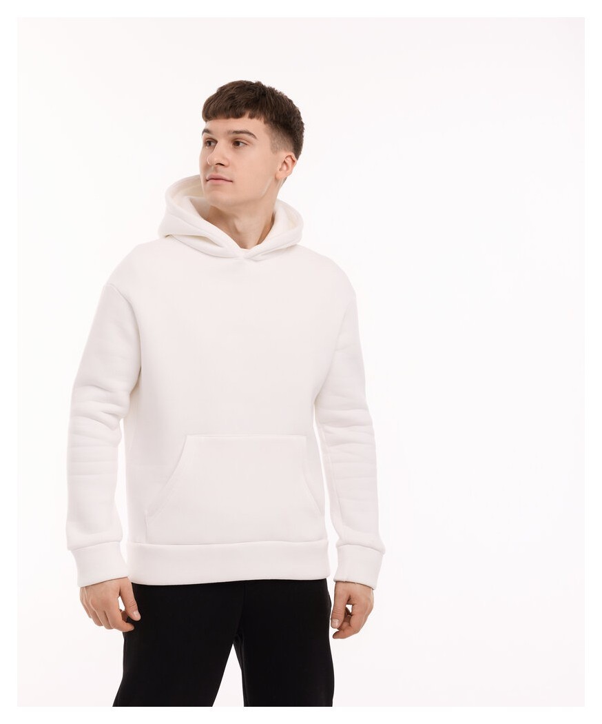 Теплые мужские худые на флисе с капюшоном молочное Pobedov 008 ЗИМА