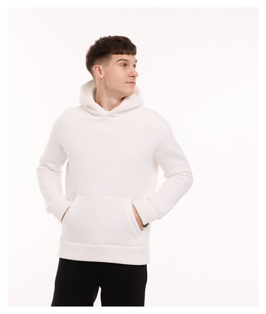 Теплые мужские худые на флисе с капюшоном молочное Pobedov 008 ЗИМА