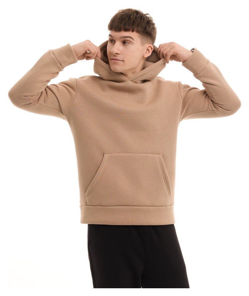 Теплые мужские худые на флисе с капюшоном молочное Pobedov 008 ЗИМА