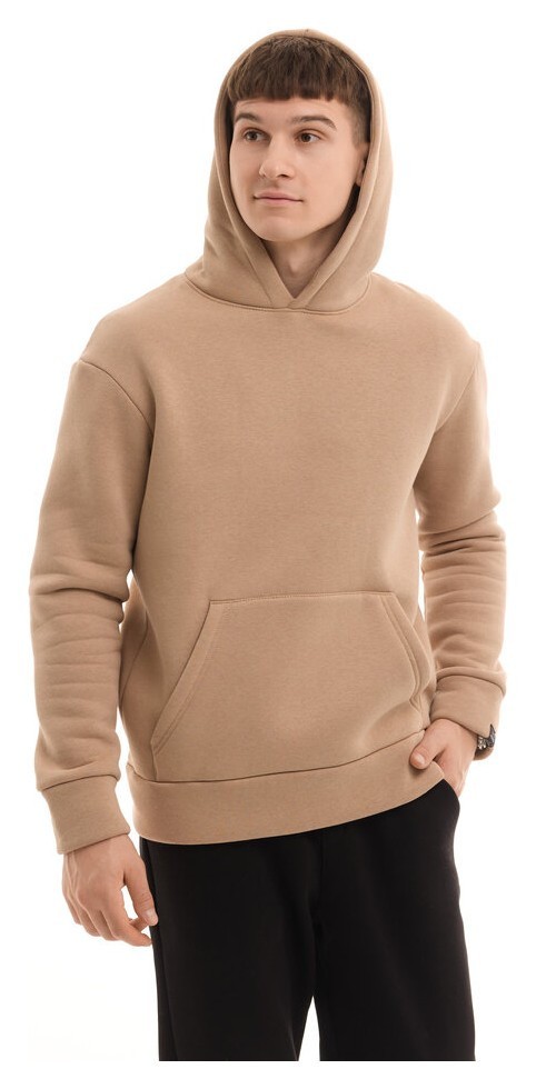 Теплые мужские худые на флисе с капюшоном молочное Pobedov 008 ЗИМА