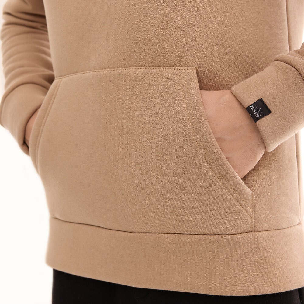 Теплые мужские худые на флисе с капюшоном молочное Pobedov 008 ЗИМА