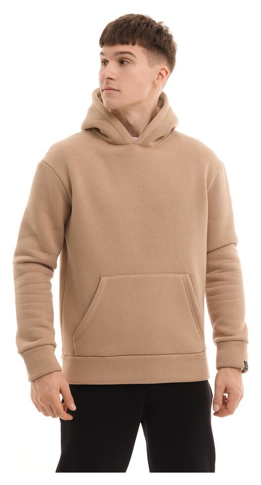 Теплые мужские худые на флисе с капюшоном молочное Pobedov 008 ЗИМА