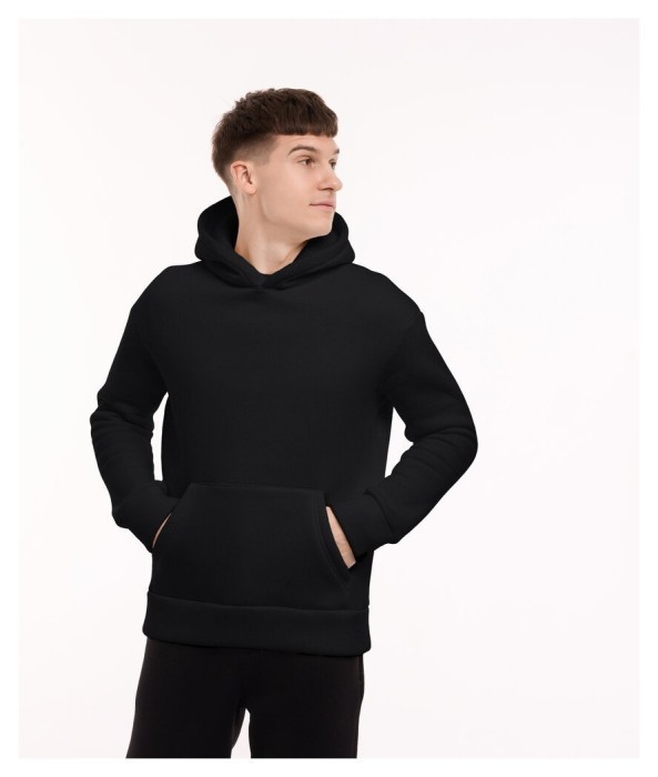 Тепле чоловіче худі на флісі з капюшоном молочне Pobedov 008 ЗИМА, укр, укр