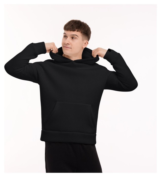 Тепле чоловіче худі на флісі з капюшоном молочне Pobedov 008 ЗИМА, укр, укр