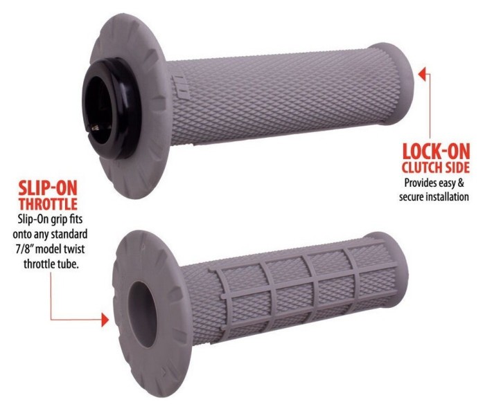 Мото гріпси ODI HALF-WAFFLE MX V2 Lock-On Soft Grey