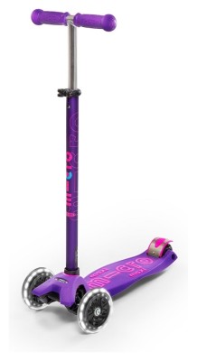 Самокат MICRO серии "Maxi Deluxe" - ФИОЛЕТОВЫЙ (до 50 kg, трехколесный, LED)