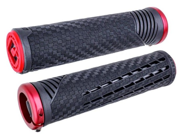 Гріпси ODI CF Grip v2.1 Lock-On Pearl Blk/Red w/MtRedClamp, укр, укр