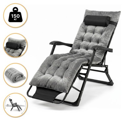 Розкладне крісло ліжко з оксамитовим матрацом LEOBRO Grey (LB-FCB-G4-GRY)
