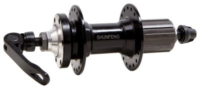 Задняя втулка AL 36H под диск. SHUNFENG SF-A217R черн. с эксцентром. пром. подшипниковые. под кассету 8-9-10