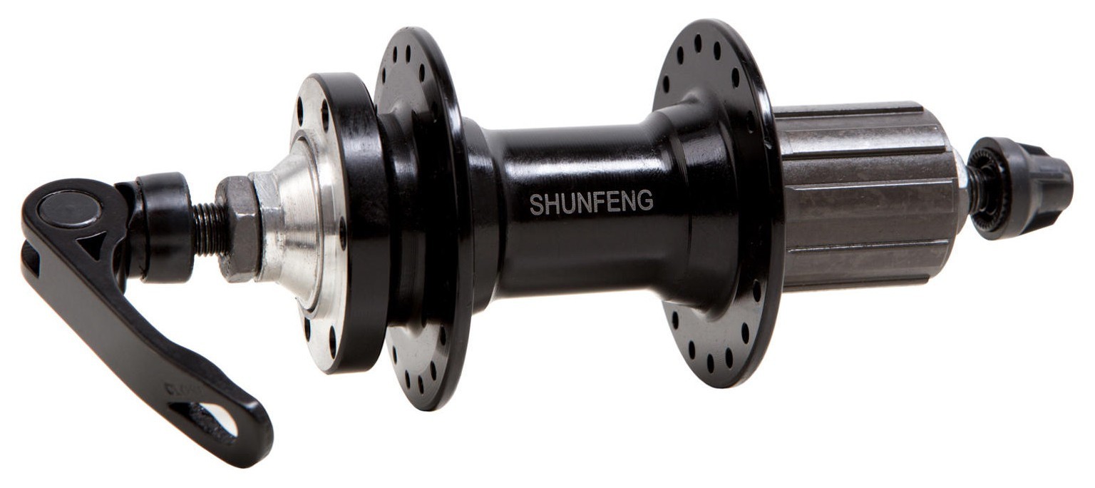 Задня втулка AL 36H під диск. SHUNFENG SF-A217R чорн. з ексцентром. пром. підшипні. під касету 8-9-10