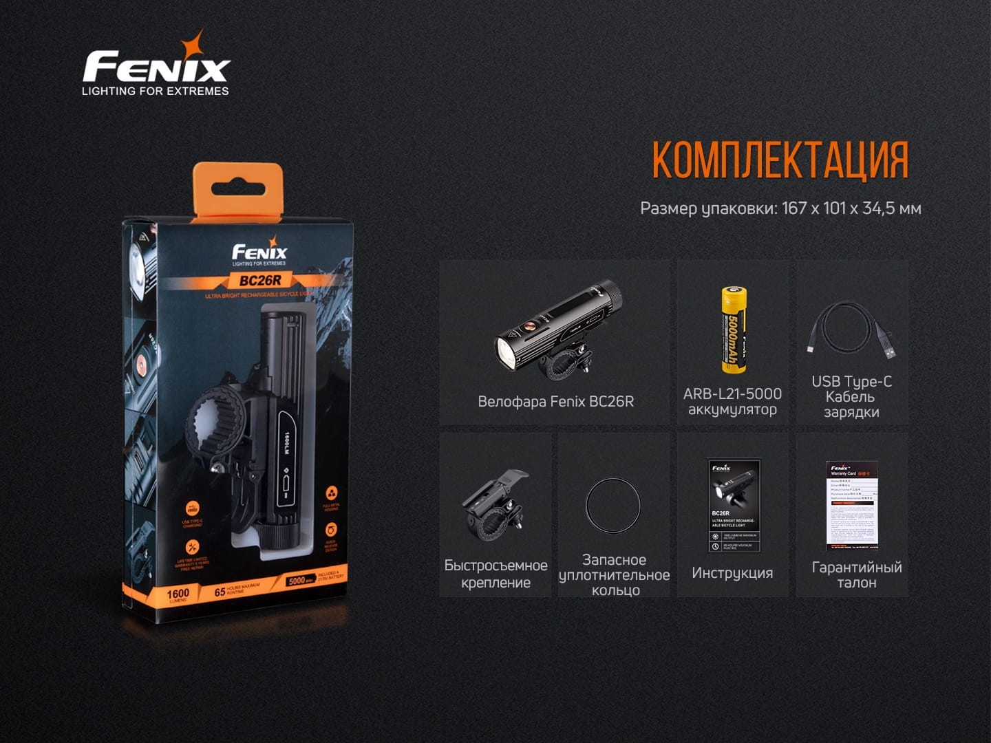 Велофара Fenix BC26R, укр, укр