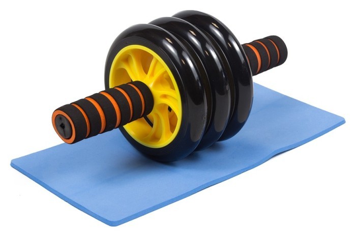 Ролик для пресу EasyFit з килимком Жовтий (3 колеса), укр, укр