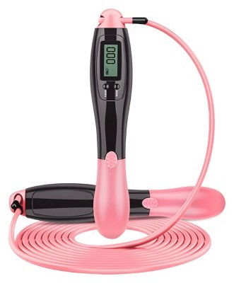 Швидкісна скакалка з лічильником EasyFit чорний-рожевий