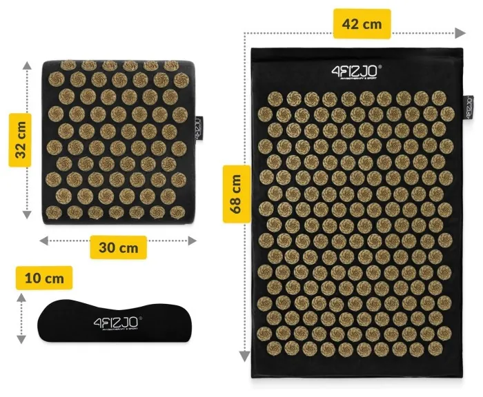 Килимок акупунктурний з подушкою 4FIZJO Ergo Mat Аплікатор Кузнєцова Black/Gold (P-5907739313881)