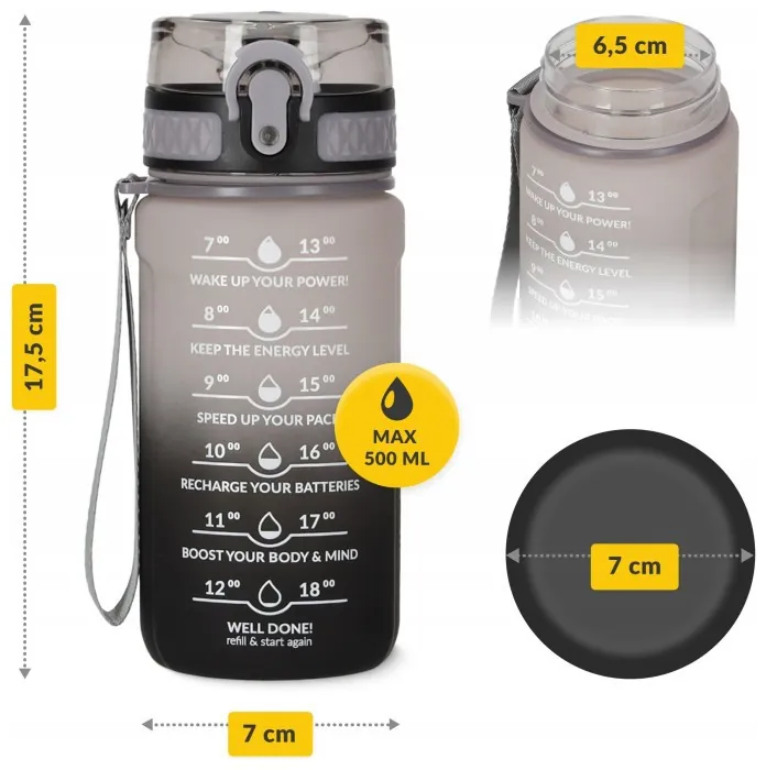 Пляшка для води спортивна 4FIZJO 500 мл Grey/Black (P-5905973400725)